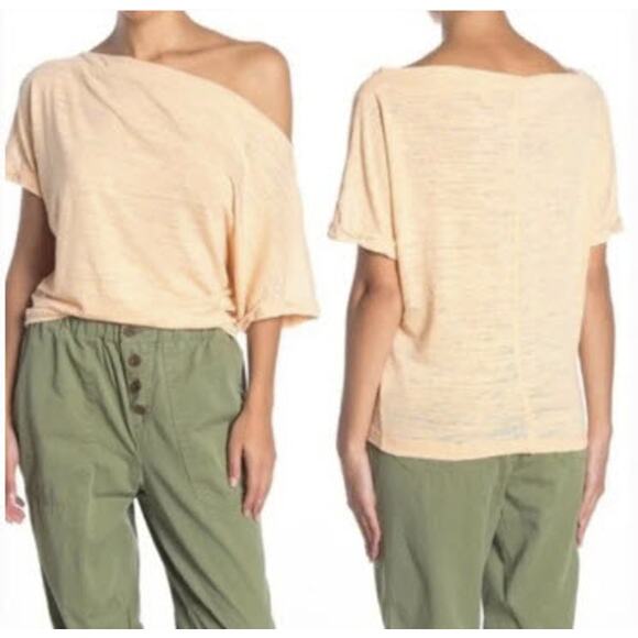 Free People We The Free Astrid Burnout Top Off Shoulder Short Sleeve Small - Picture 1 of 8